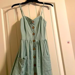 Bebop Front button up linen sundress